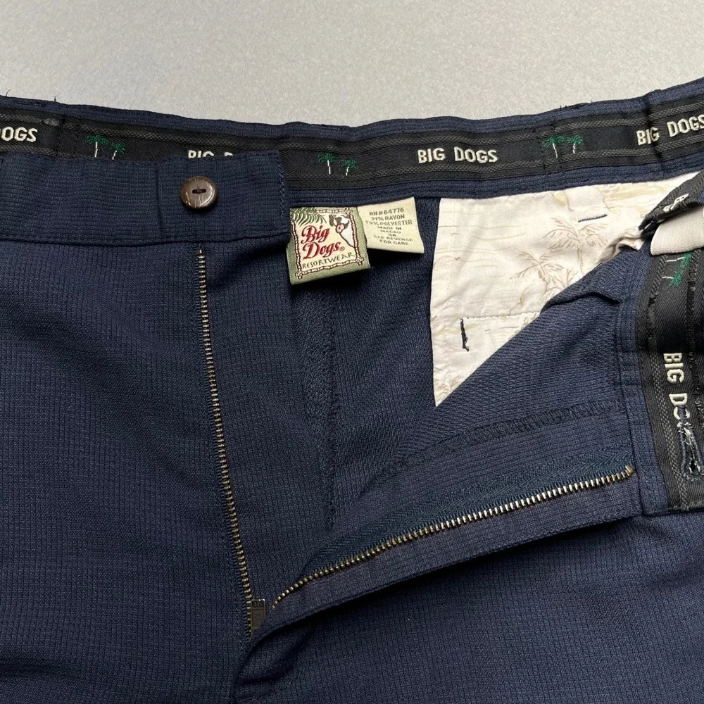 Big Dogs Resortwear Mens Navy Blue Pleated Shorts Size 38 Rayon Blend‎ Casual